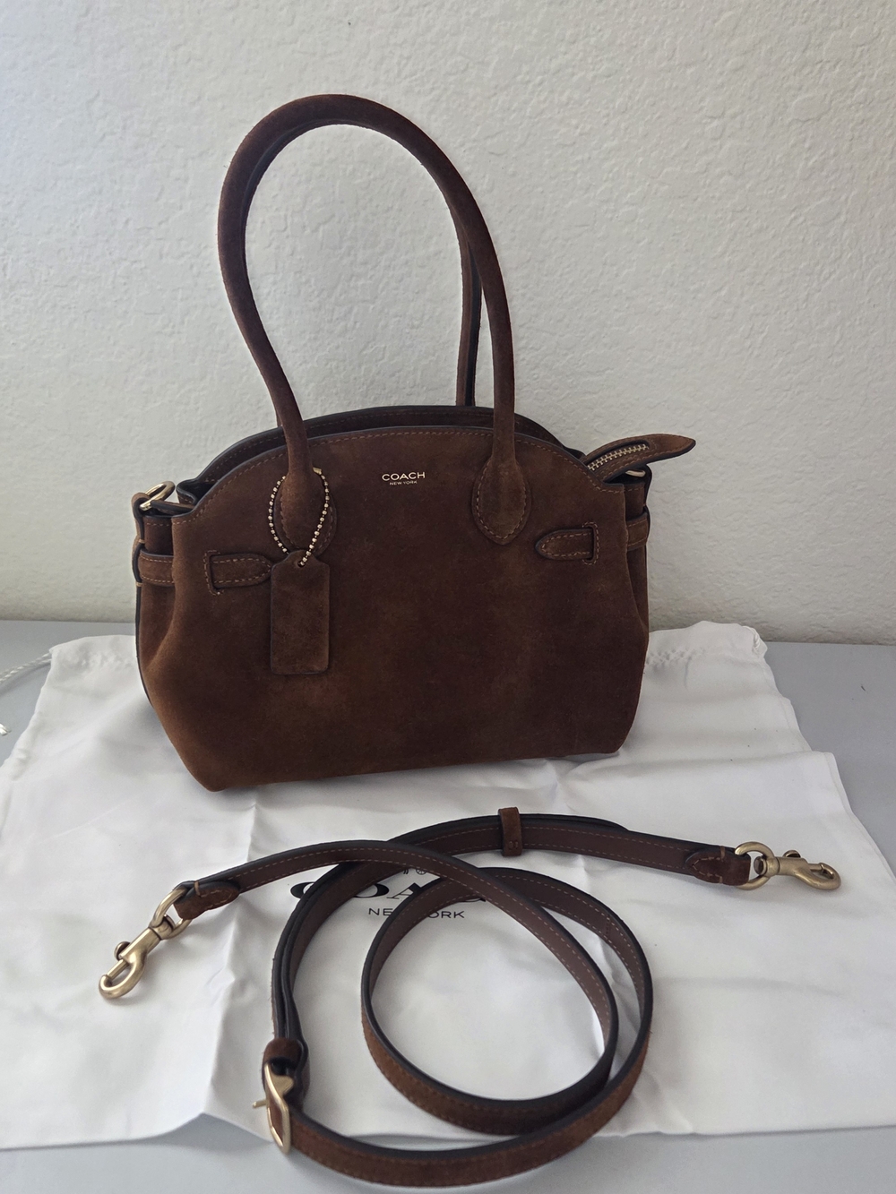 COACH Suede Empire 21 Crossbady Bag In Warm Brown